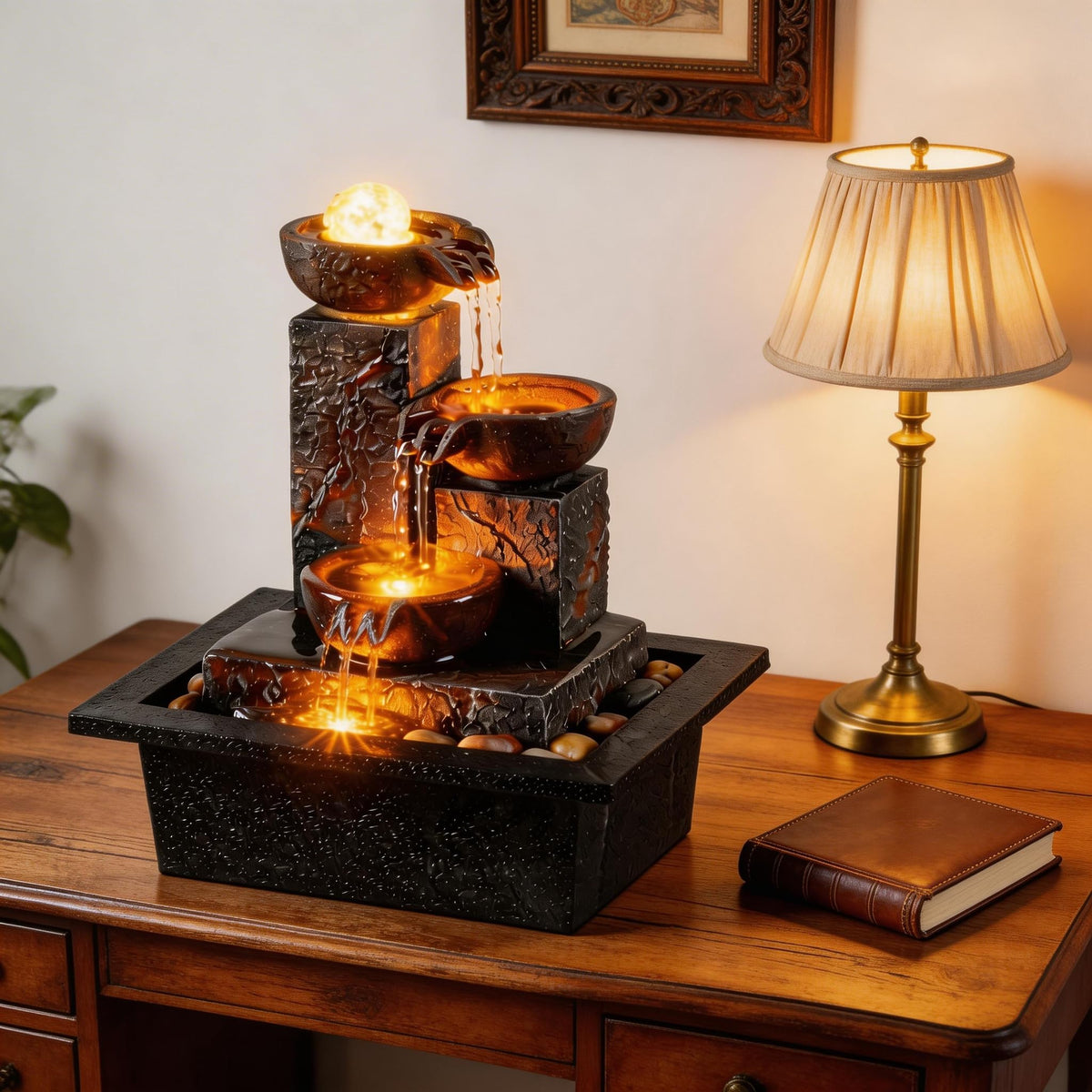 Tolevoit compact home fountain suitable for office or bedside table.