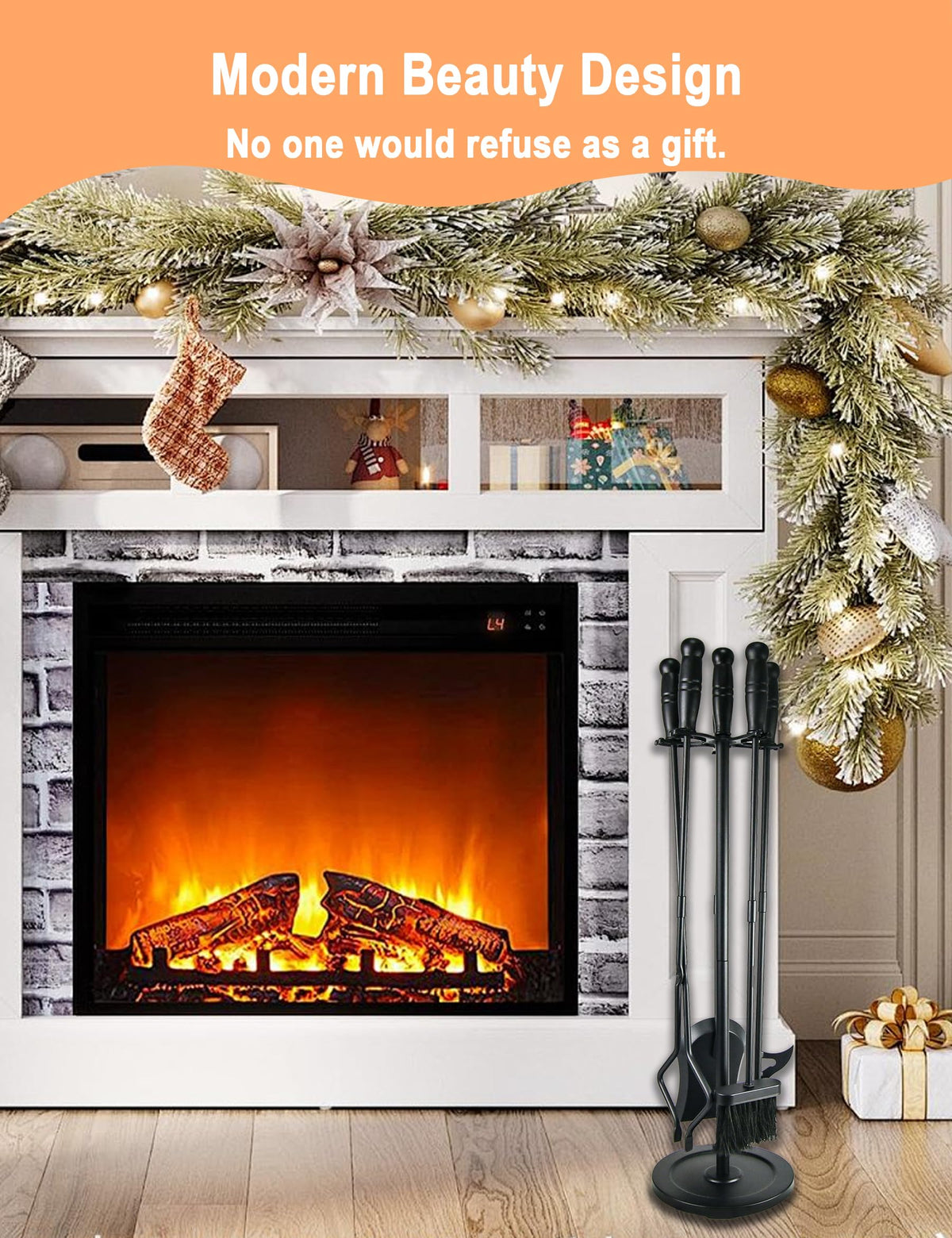 Tomersun tool kit assembly demonstrates easy setup beside the fireplace.