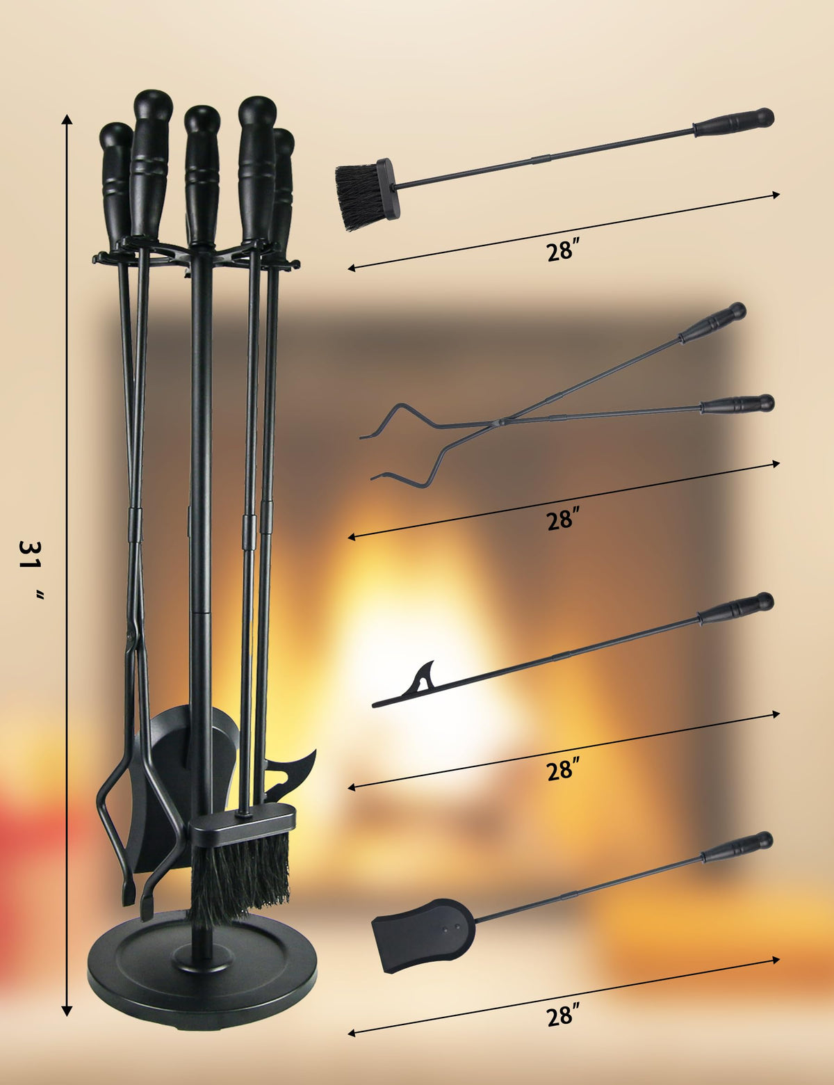 Tomersun 2-in-1 poker shows grip and airflow to boost flames.