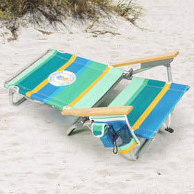 Tommy Bahama Classic Lay Flat Backpack Chair rust-proof aluminum frame for durability.