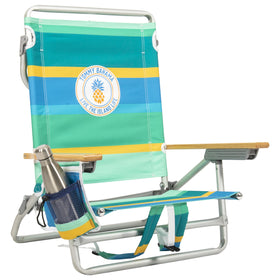 Tommy Bahama Classic Lay Flat Backpack Chair in open mode for all-day sun tanning.