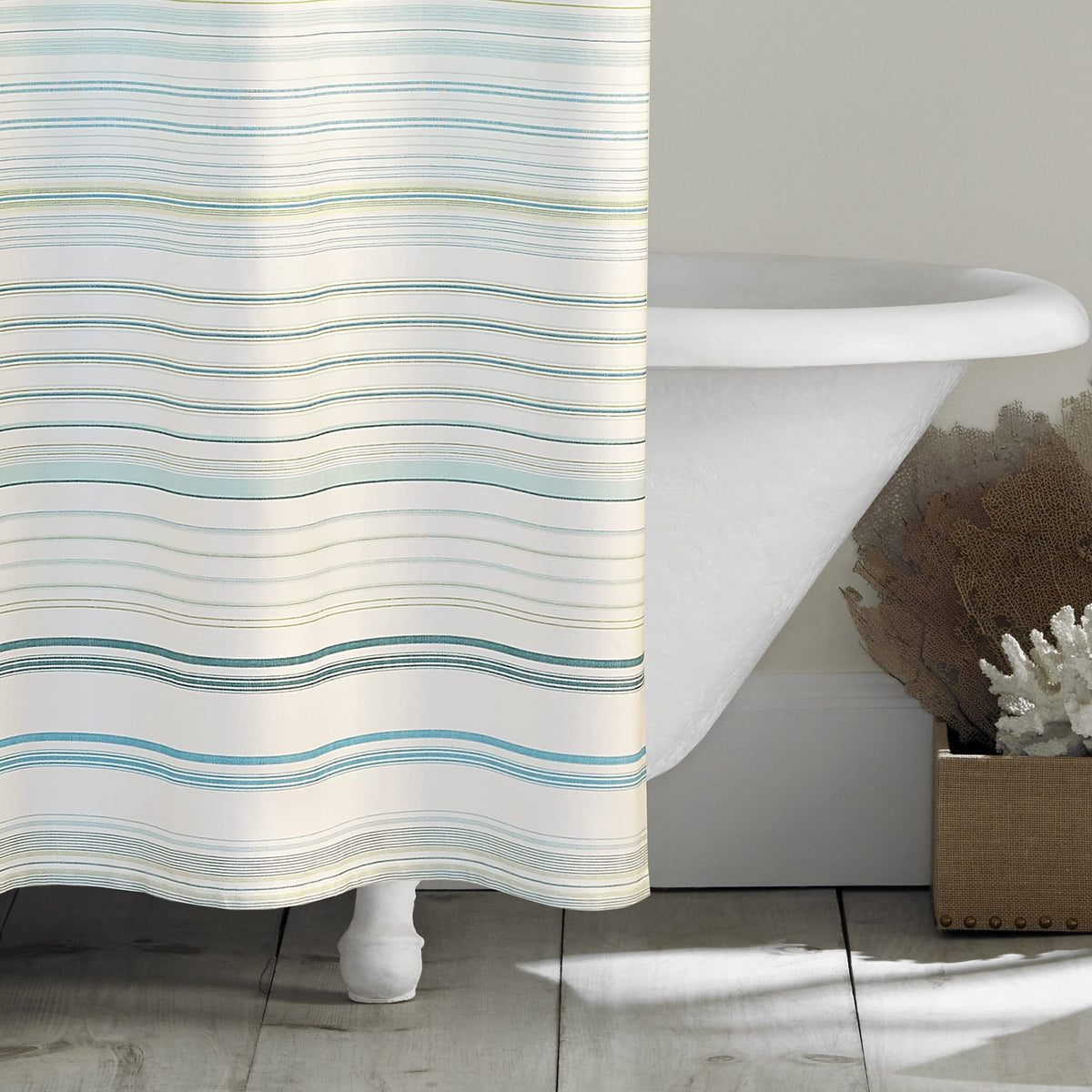 Tommy Bahama green aqua stripe design adds relaxed tropical ambiance.