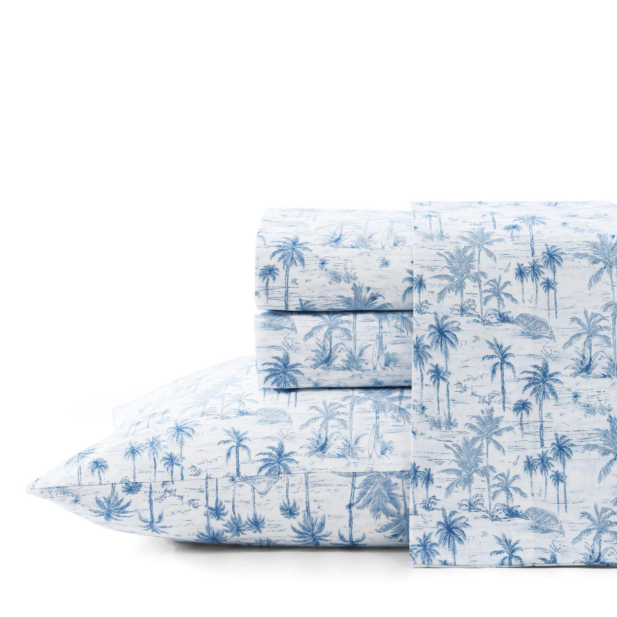 Tommy Bahama Surfside Blue king flat sheet detail for cool sleep
