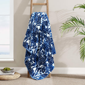 Tommy Bahama Turtle Bay Blue throw folded, inviting compact warmth for small spaces.