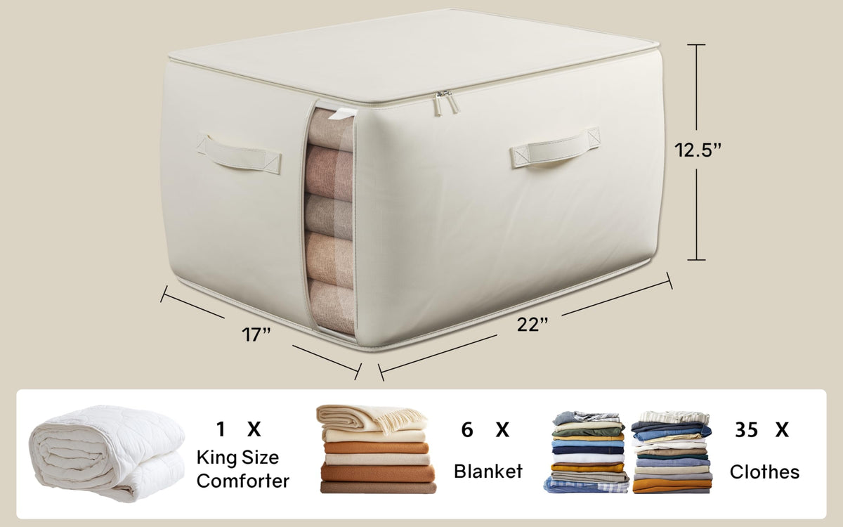 TomVista 70L beige storage bags spacious enough for blankets.