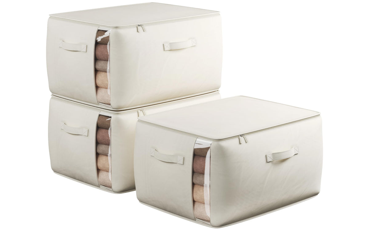 TomVista large canvas storage bags with clear window for quick content checks.