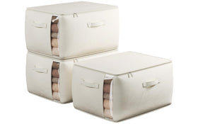 TomVista large canvas storage bags with clear window for quick content checks.