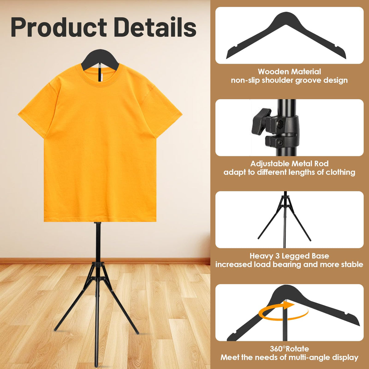 tondid 360-degree rotating hanger enables full garment viewing from every angle