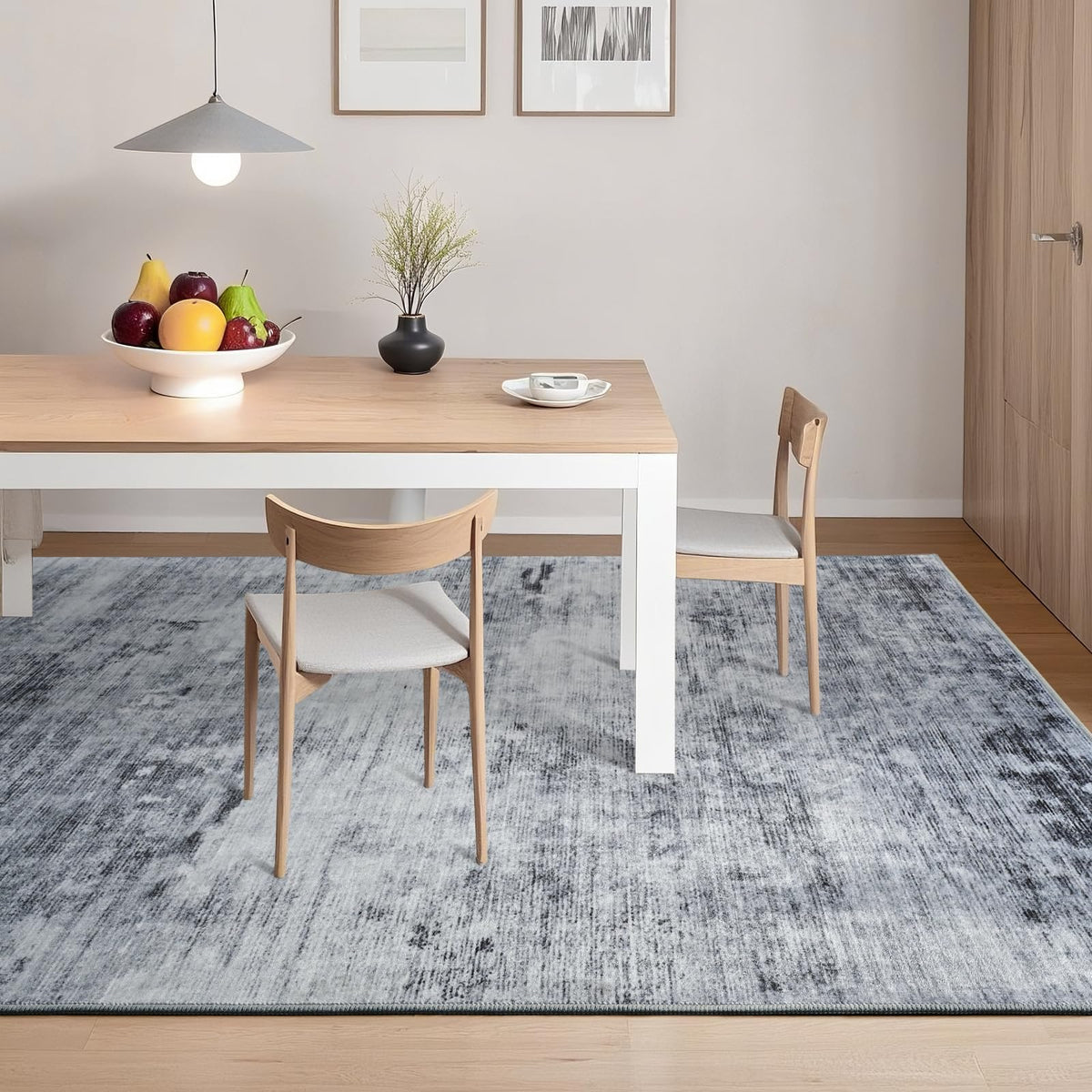 Toneed Abstract Area Rug non-slip backing stays secure on wood or tile.
