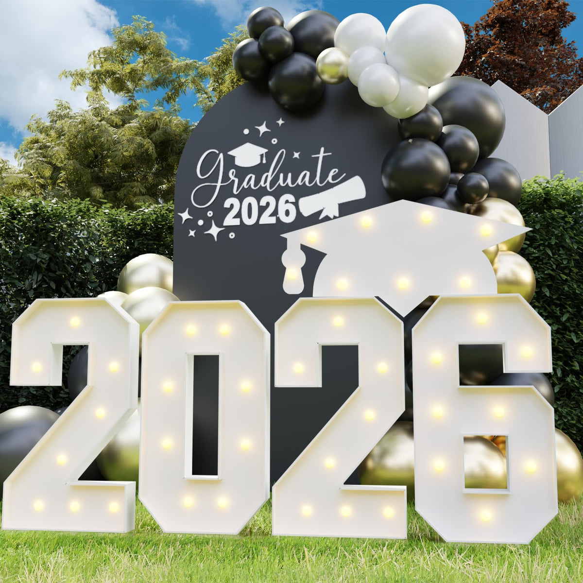 Tongjoy 2026 marquee number 2 front view for bold graduation centerpiece