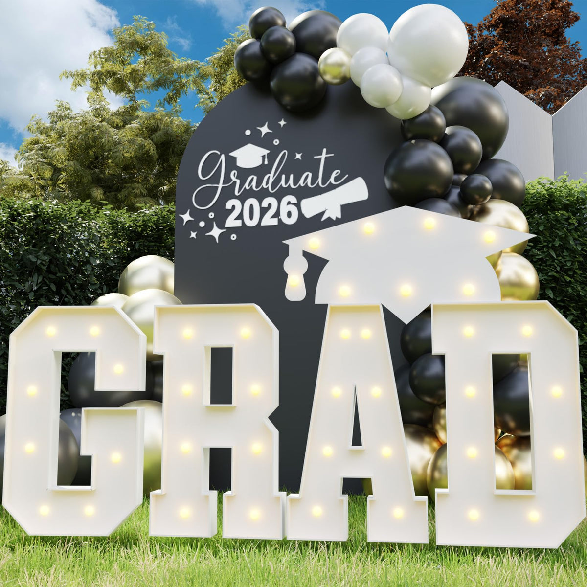 Tongjoy Graduation letters 2-3ft LED glow brighten your party backdrop.