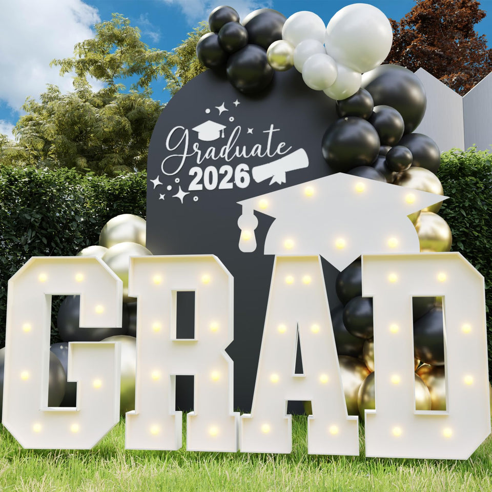 Tongjoy Graduation letters 2-3ft LED glow brighten your party backdrop.