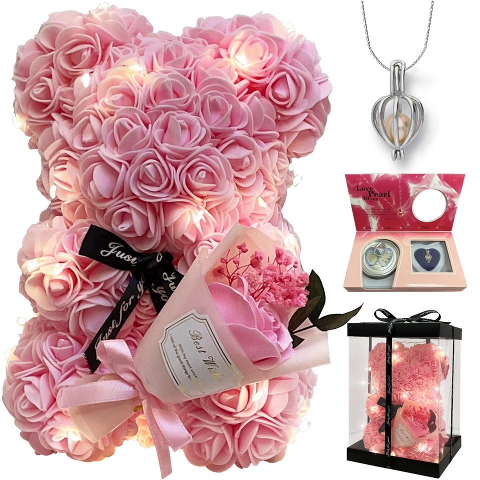 TONGSUNA rose bear with LED lights creates a romantic gift moment