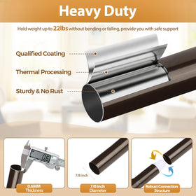 Close view of 7-8 inch TONIAL rod diameter ensuring sturdy support.