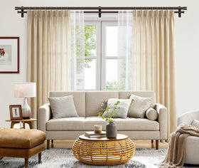 TONIAL bronze classic-cap finials elevate window styling with timeless detail.