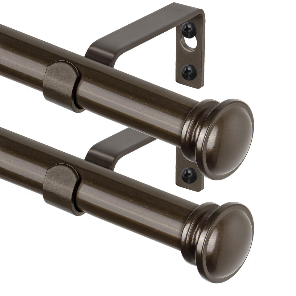 TONIAL bronze curtain rod with small finials for refined window styling
