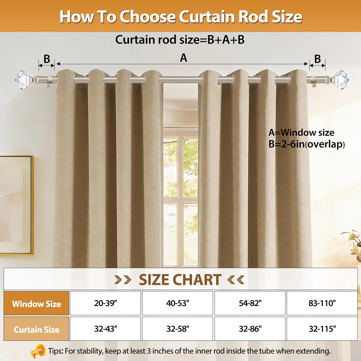 TONIAL curtain rod suits living rooms and bedrooms.