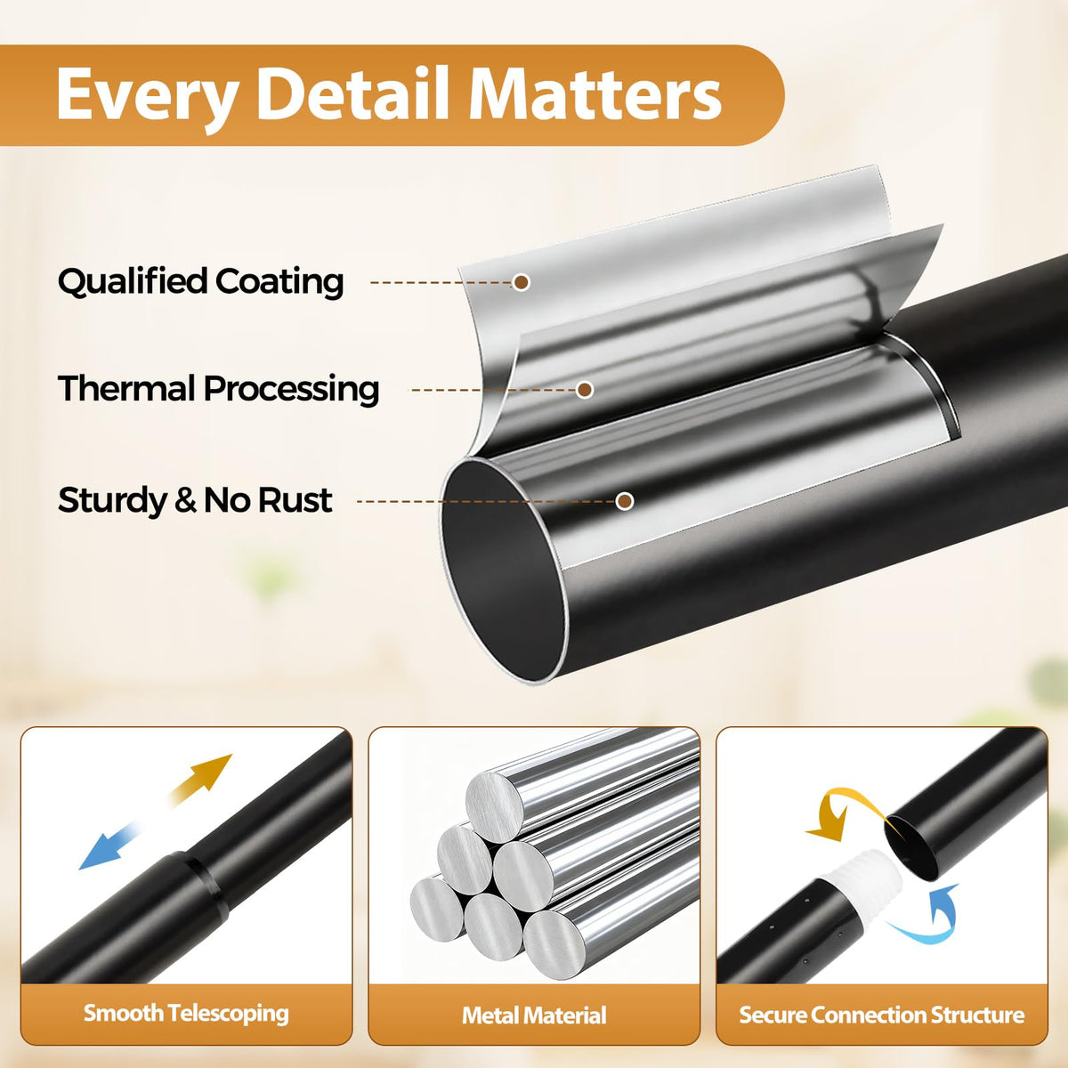 TONIAL modern black curtain rod suits contemporary interiors