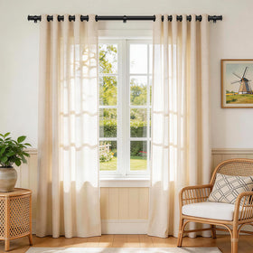 Durable TONIAL rod with outer 6/8 inch diameter supports heavy drapes.