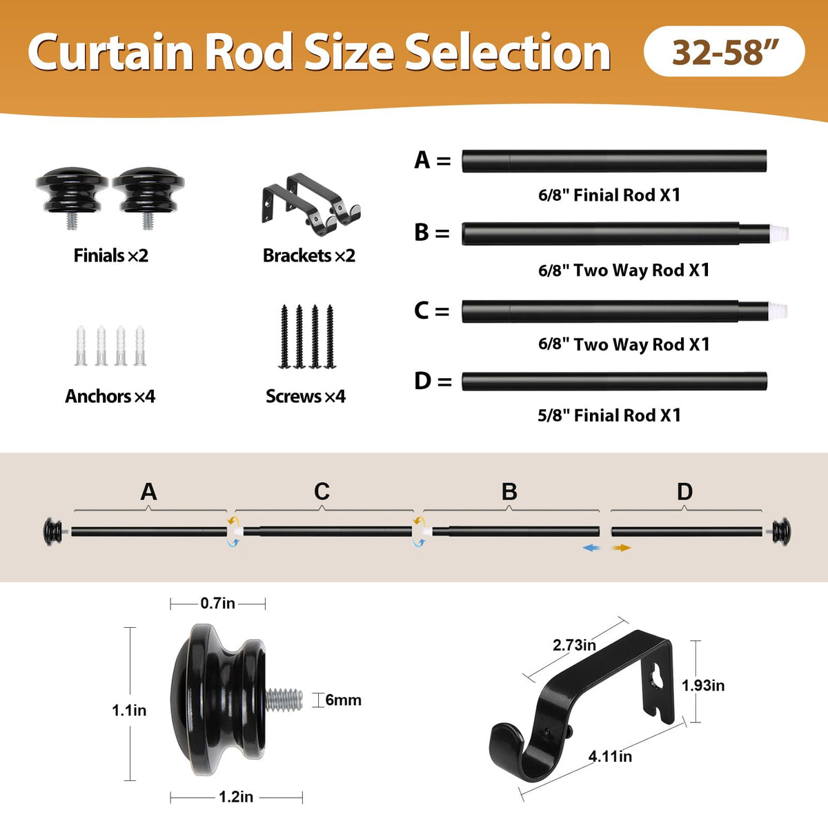 Wall anchors enhance TONIAL rod stability for secure mounting.
