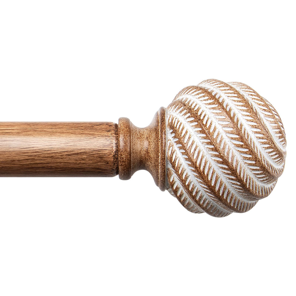 TONIAL wood curtain rod extended to fit large windows, ideal for living spaces.