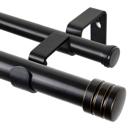 TONIAL1 inch double curtain rod black finial close-up for a modern window