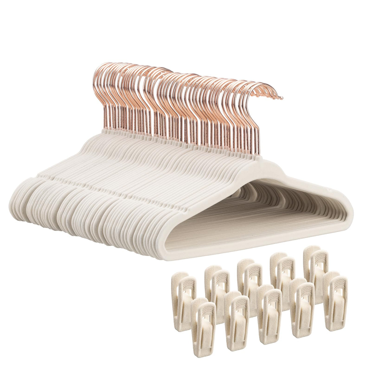 Tonswachic 50-pack velvet baby hangers with clips for instant closet organization