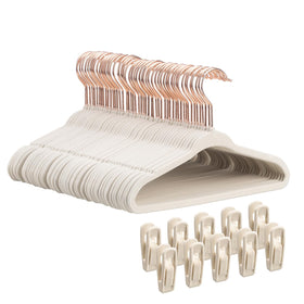 Tonswachic 50-pack velvet baby hangers with clips for instant closet organization