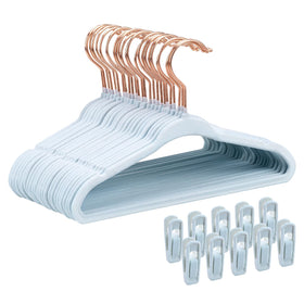 Tonswachic baby hangers 11-inch blue keep infant clothes neatly organized.