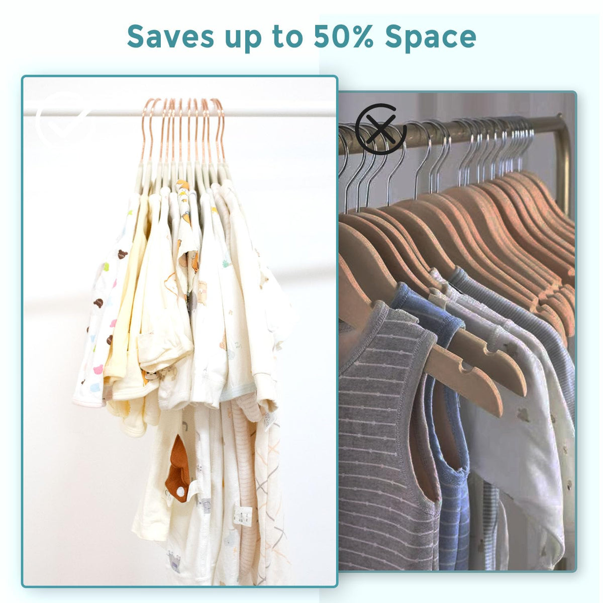Tonswachic beige color baby clothes hangers blend with nursery decor