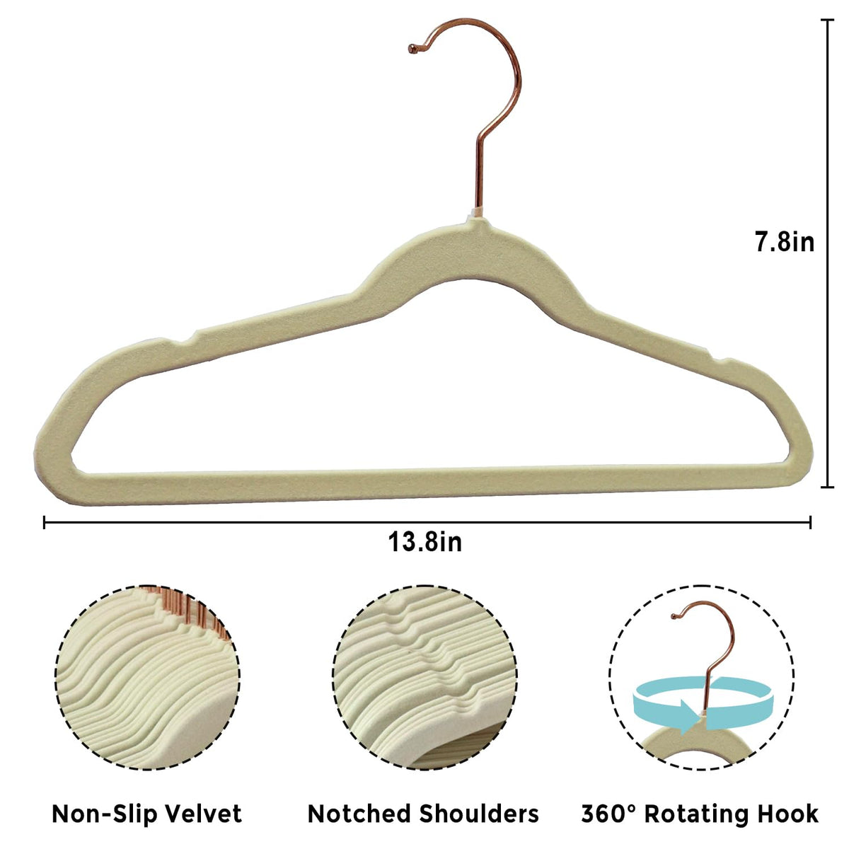 Tonswachic Kids Hangers non-slip shoulders hold garments securely in place.