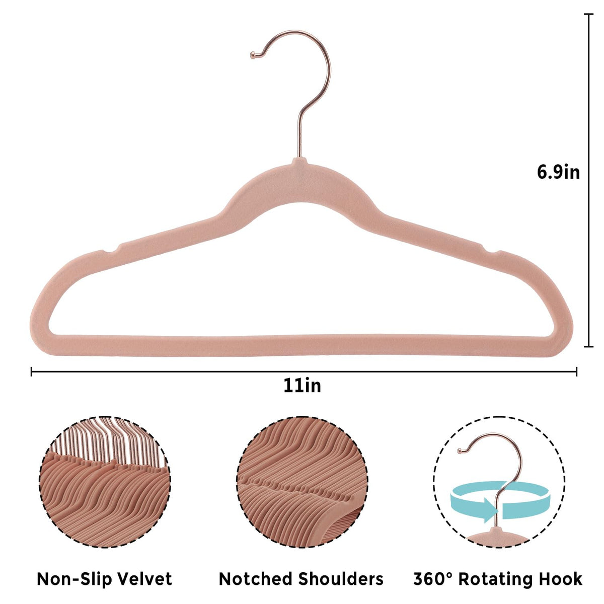 Closeup of non-slip velvet surface on Tonswachic hangers.