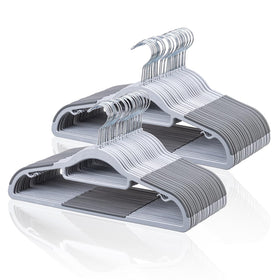 Tonswachic pack of 50 slim non-slip coat hangers securely hold shirts.