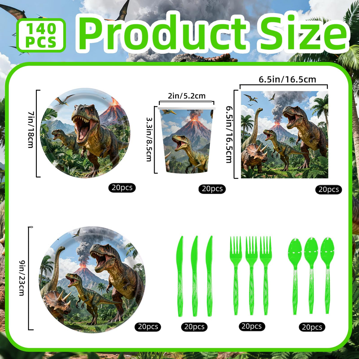 Tonyta party dinosaur 7-inch plates for kid-friendly portions