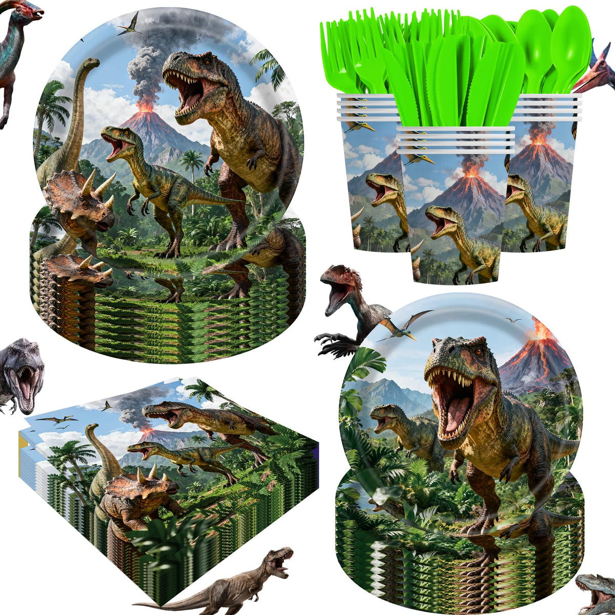 Tonyta party dinosaur 9-inch plates for kids' party meals with bold colors