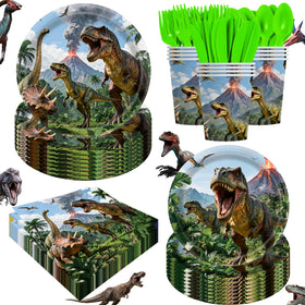 Tonyta party dinosaur 9-inch plates for kids' party meals with bold colors