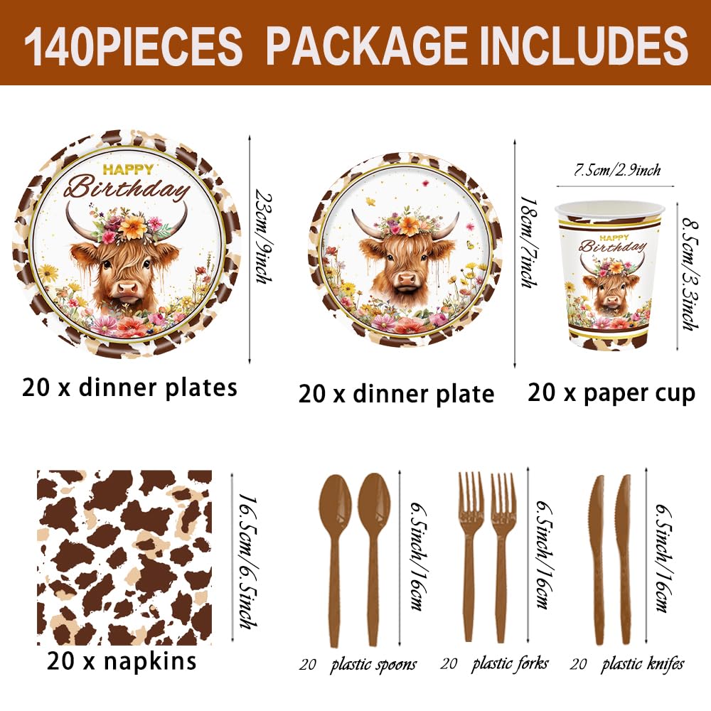 Tonyta Party Highland Cow dessert plates 7-inch add playful color to treats