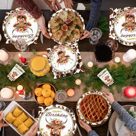 Tonyta Party Highland Cow napkins complete the cute, tidy table setup