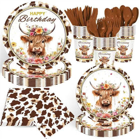 Tonyta Party Highland Cow 9-inch plates for festive, mess-free serving
