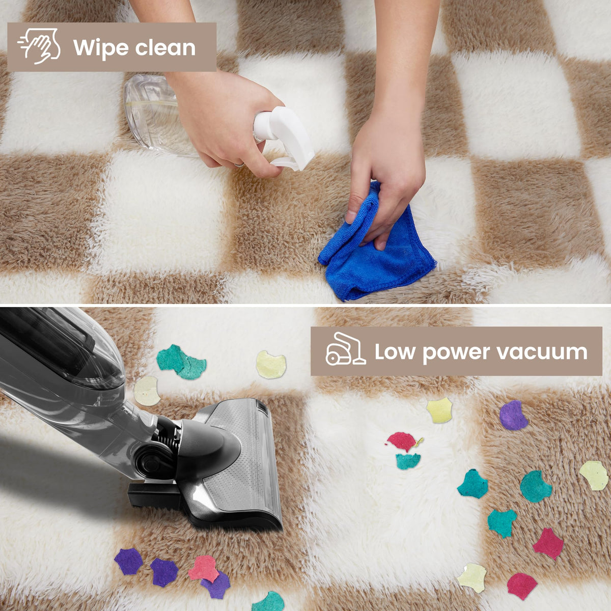 TOOHUB rug features non-slip bottom to stay securely in place.