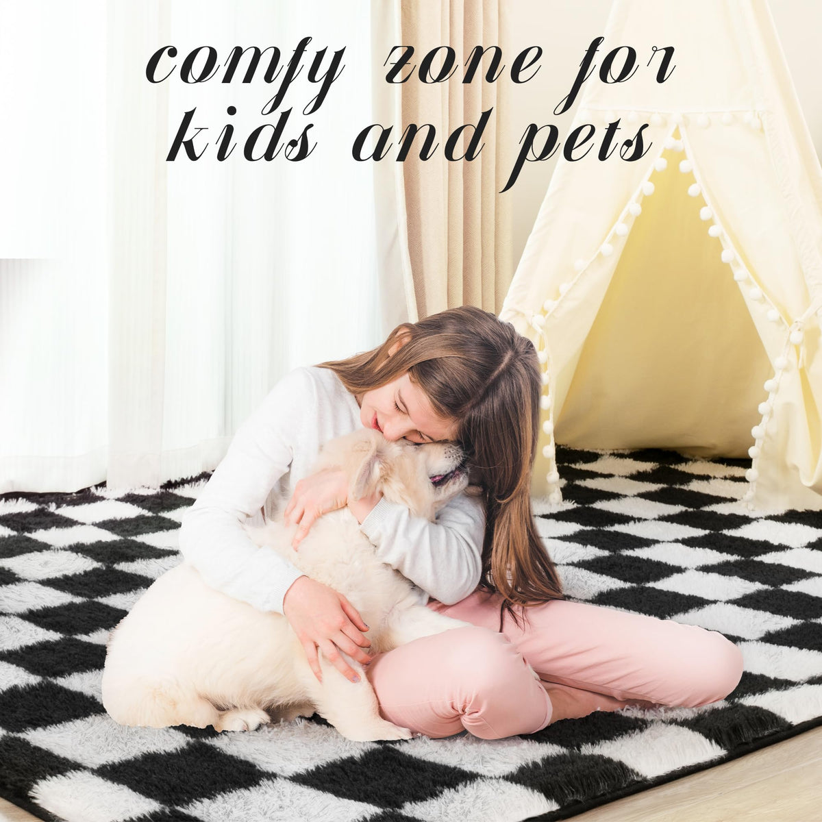 TOOHUB wipe-clean friendly rug cleans easily with damp cloth.