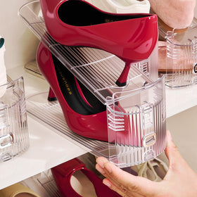 TOOKNIN adjustable shoe slots organizer with transparent design keeps shoes neatly stacked and visible.