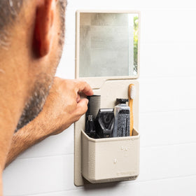 TOOLETRIES James removable design highlights easy transfer between bathrooms.