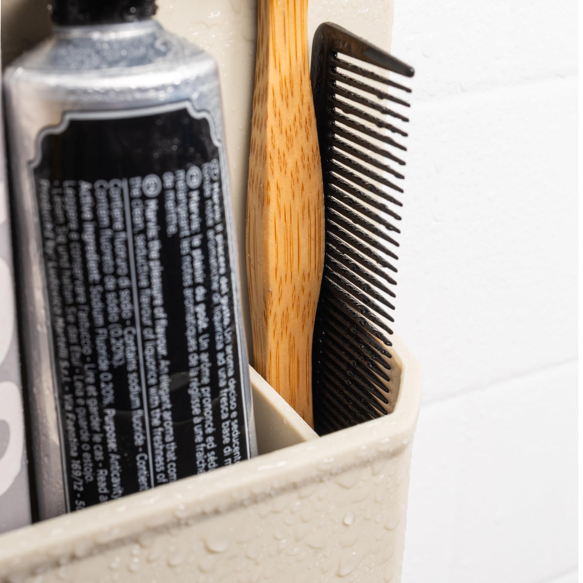 TOOLETRIES James travel-ready kit supports portable organization on trips.