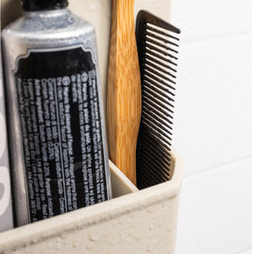 TOOLETRIES James travel-ready kit supports portable organization on trips.