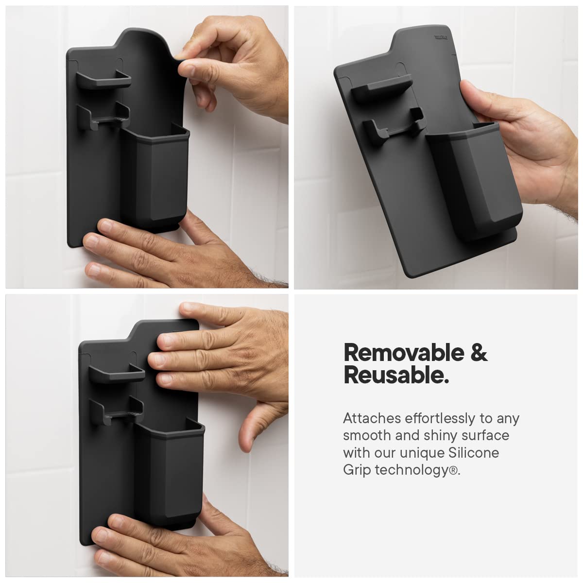 TOOLETRIES shower organizer silicone keeps essentials within reach.