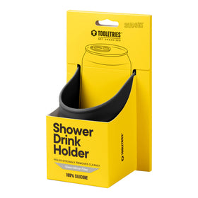 TOOLETRIES travel-friendly shower holder fits in bags and hotel bathrooms.