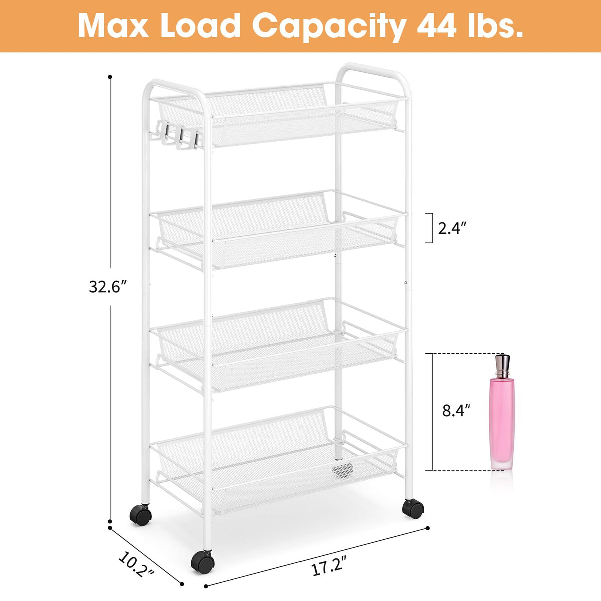 TOOLF four smooth wheels offer 360-degree maneuverability and quiet operation.
