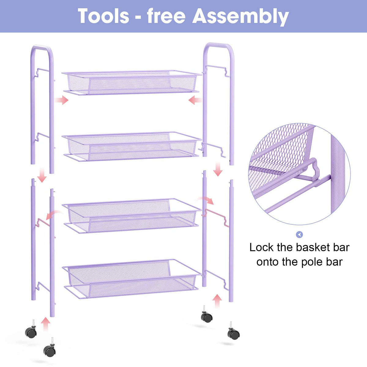 TOOLF 4-tier cart in kitchen use for organized prep
