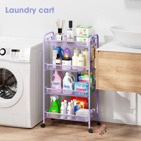 TOOLF 4-tier cart with side hooks for added bathroom organization